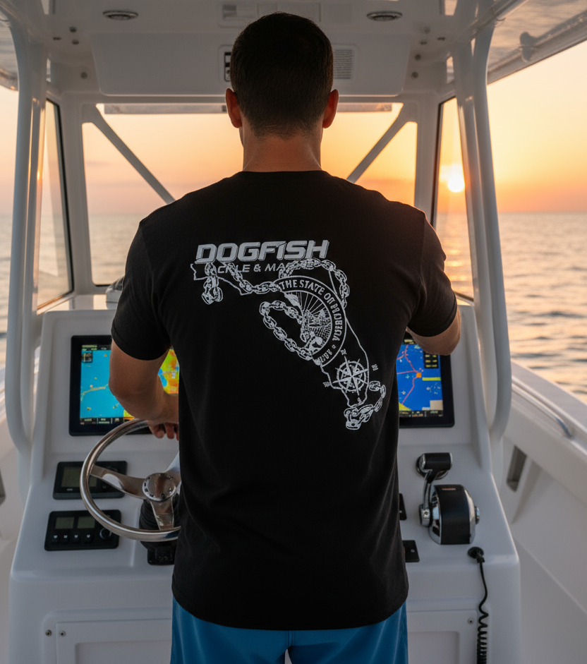 Dogfish Short Sleeve T-Shirt Florida Unchained Logo - Dogfish Tackle & Marine