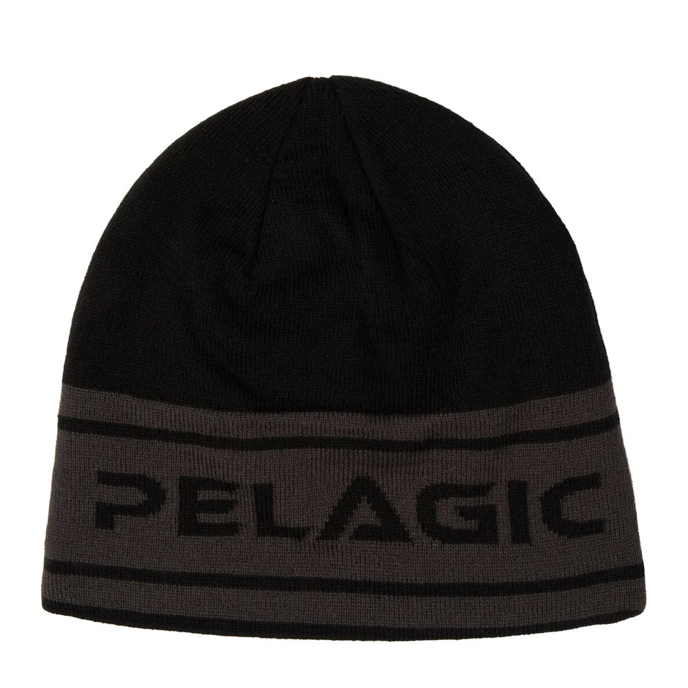 Black beanie with a dog face emblem on a white background