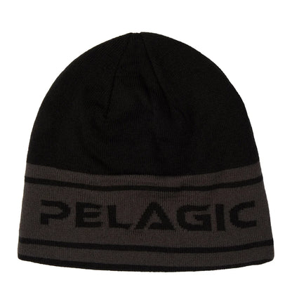 Black beanie with a dog face emblem on a white background