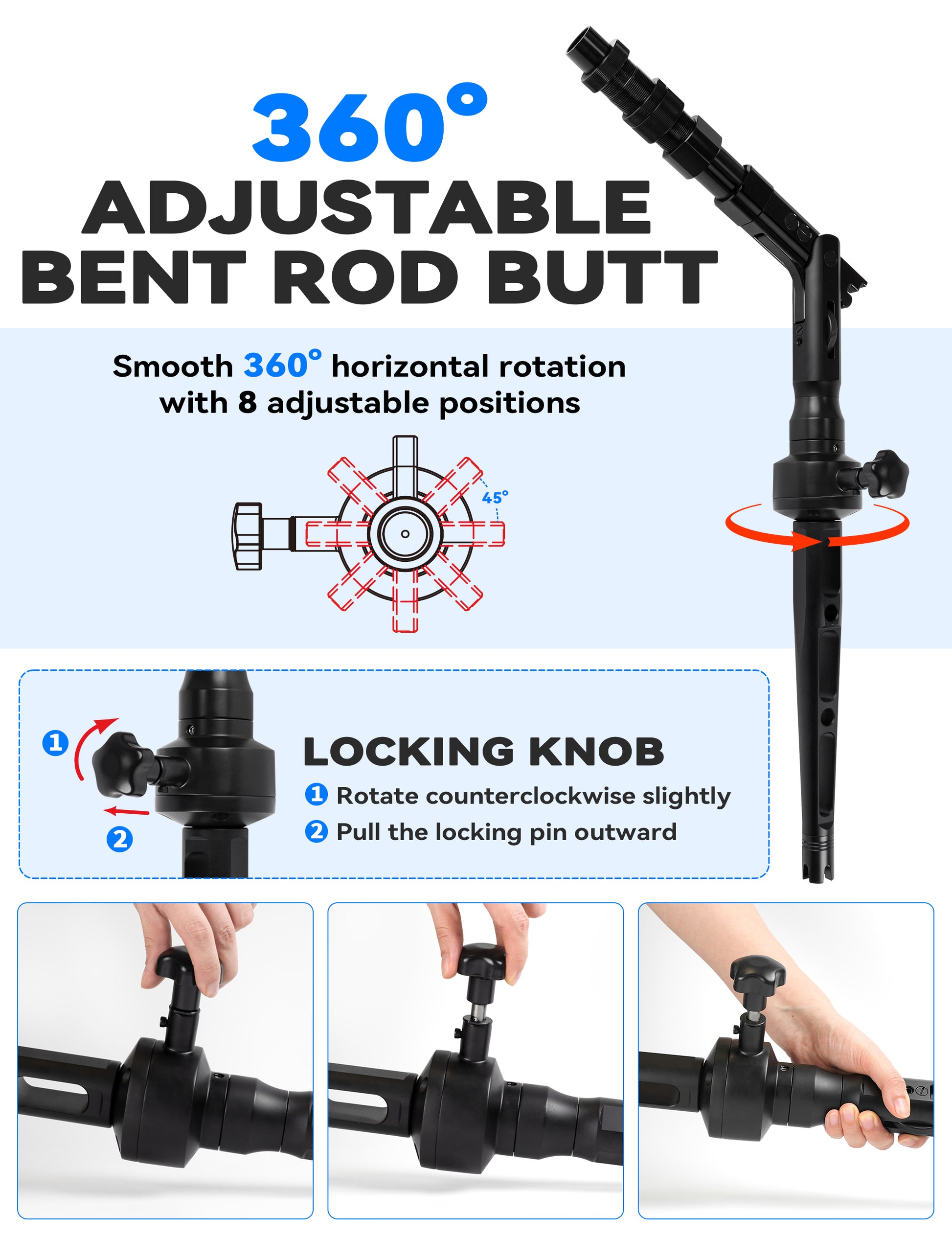 Bluewing 360 Adjustable Bent Butt Rod Butt - Dogfish Tackle & Marine