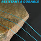 Close-up of a textured stone or metal edge with bright blue abrasion-resistant lines running diagonally across it, set against a dark background with the text 'INCREDIBLE ABRASION RESISTANT & DURABLE' in blue at the top.