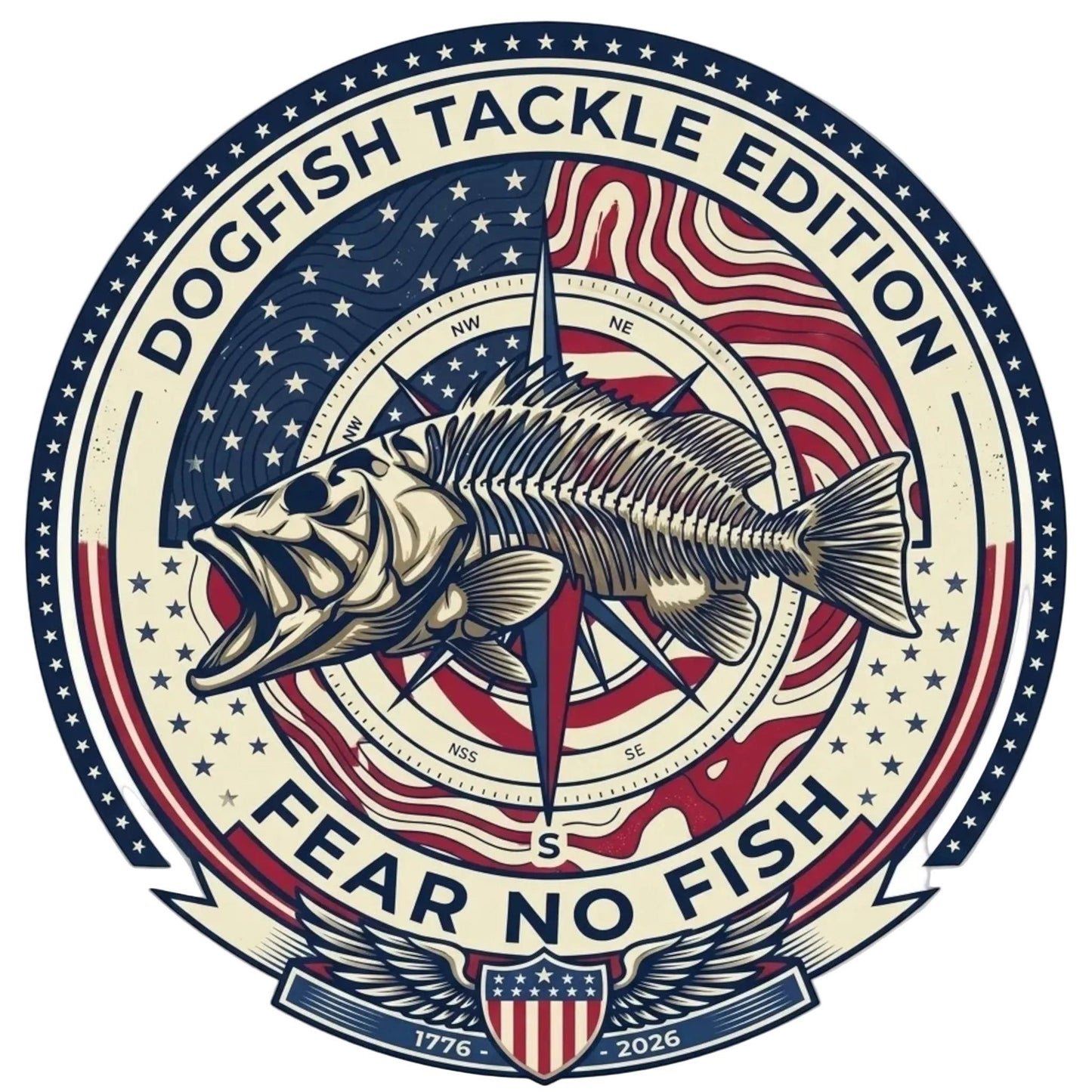 Dogfish 4th of July Logo Long Sleeve Hooded Micro - Dogfish Tackle & Marine