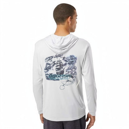 Dogfish Long Sleeve Hooded Micro Stormy Seas Logo - Dogfish Tackle & Marine