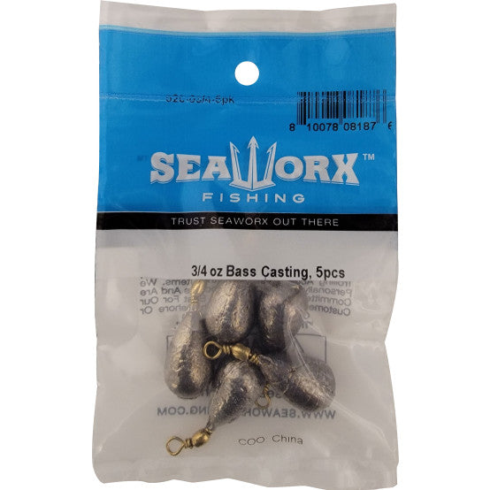 Seaworx Bass Casting Fishing Weights Pre Packaged - Dogfish Tackle & Marine