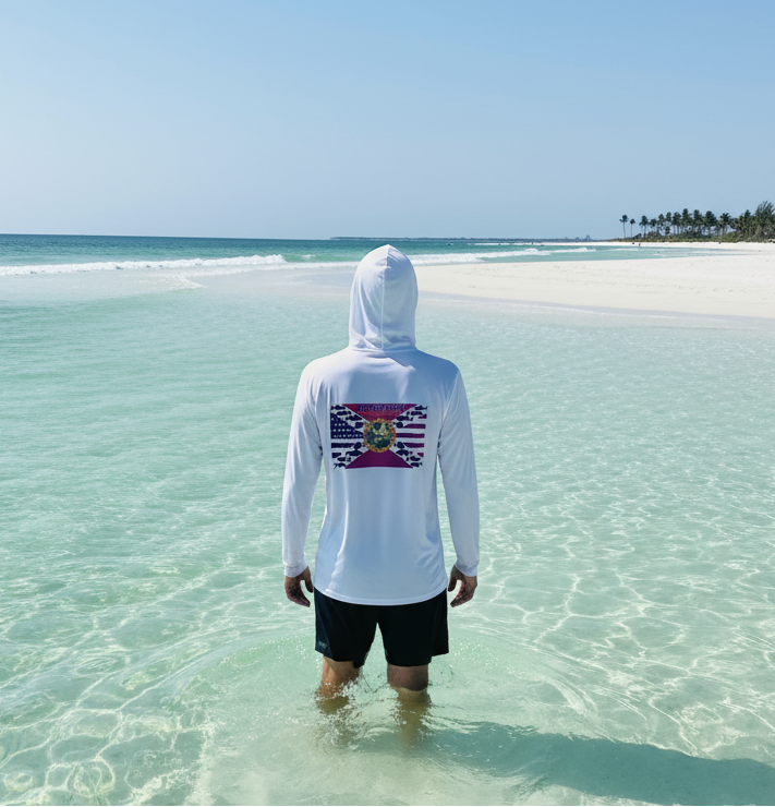 Dogfish Long Sleeve Hooded Microfiber Florida Flag - Dogfish Tackle & Marine