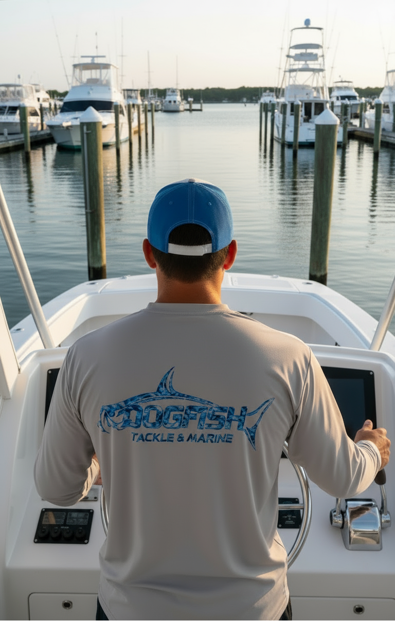 Dogfish Long Sleeve Microfiber Blue Water Camo Logo - Dogfish Tackle & Marine