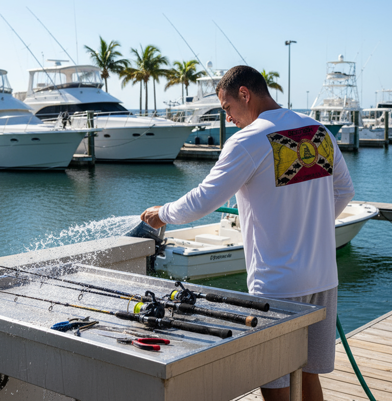 Dogfish Long Sleeve Microfiber Dont Tread On Me Logo - Dogfish Tackle & Marine