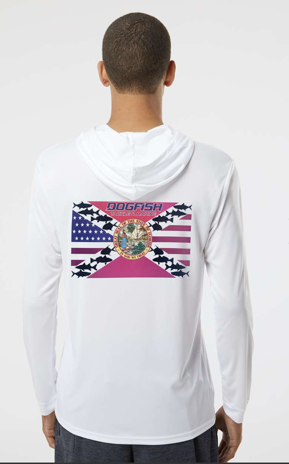 Dogfish Long Sleeve Hooded Microfiber Florida Flag - Dogfish Tackle & Marine