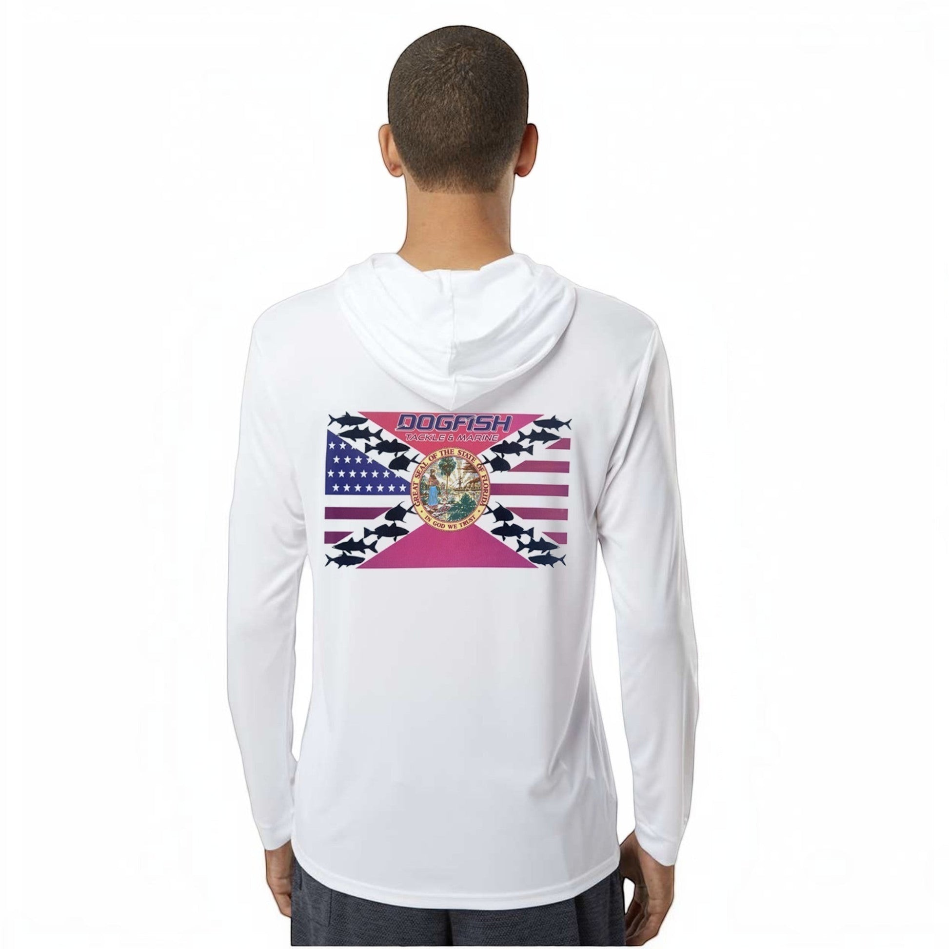 Dogfish Long Sleeve Hooded Microfiber Florida Flag - Dogfish Tackle & Marine