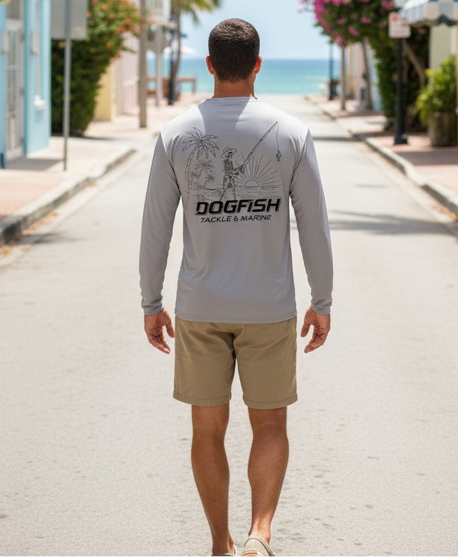 Dogfish Long Sleeve Microfiber Life Is A Beach Logo - Dogfish Tackle & Marine