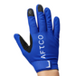 Dogfish Tackle & Marine Aftco blue utility fishing gloves with touchscreen-compatible fingers and Velcro wrist strap