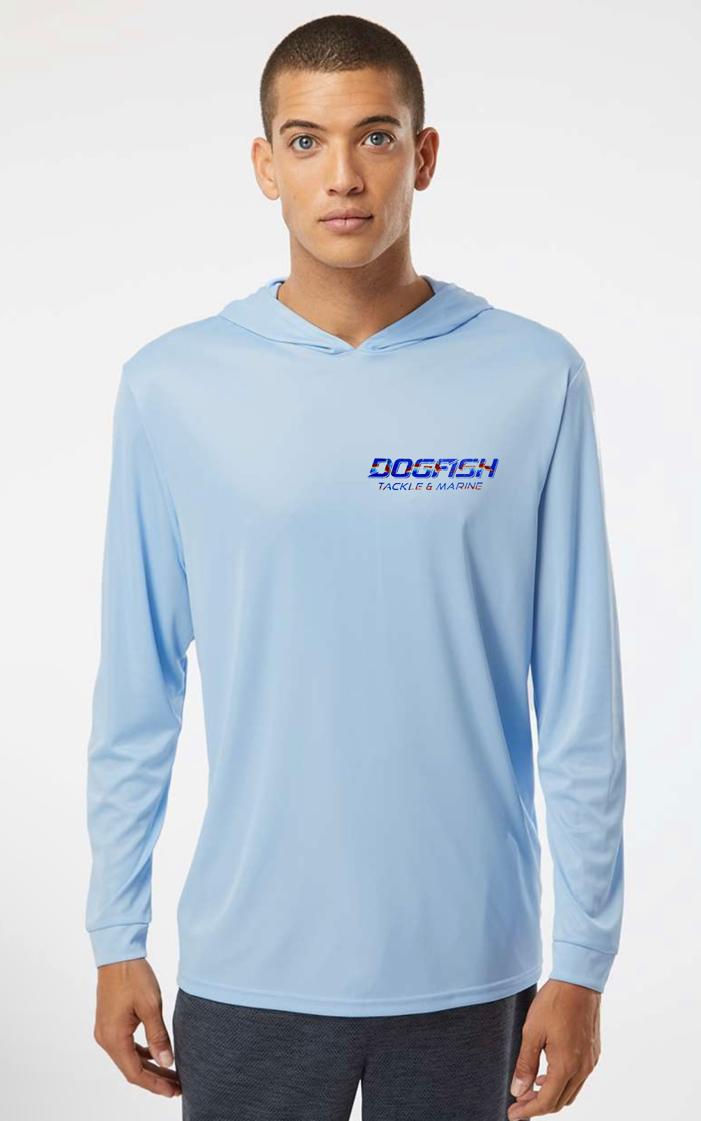 Dogfish Long Sleeve Hooded Micro Bottom Finder Hogfish Logo - Dogfish Tackle & Marine