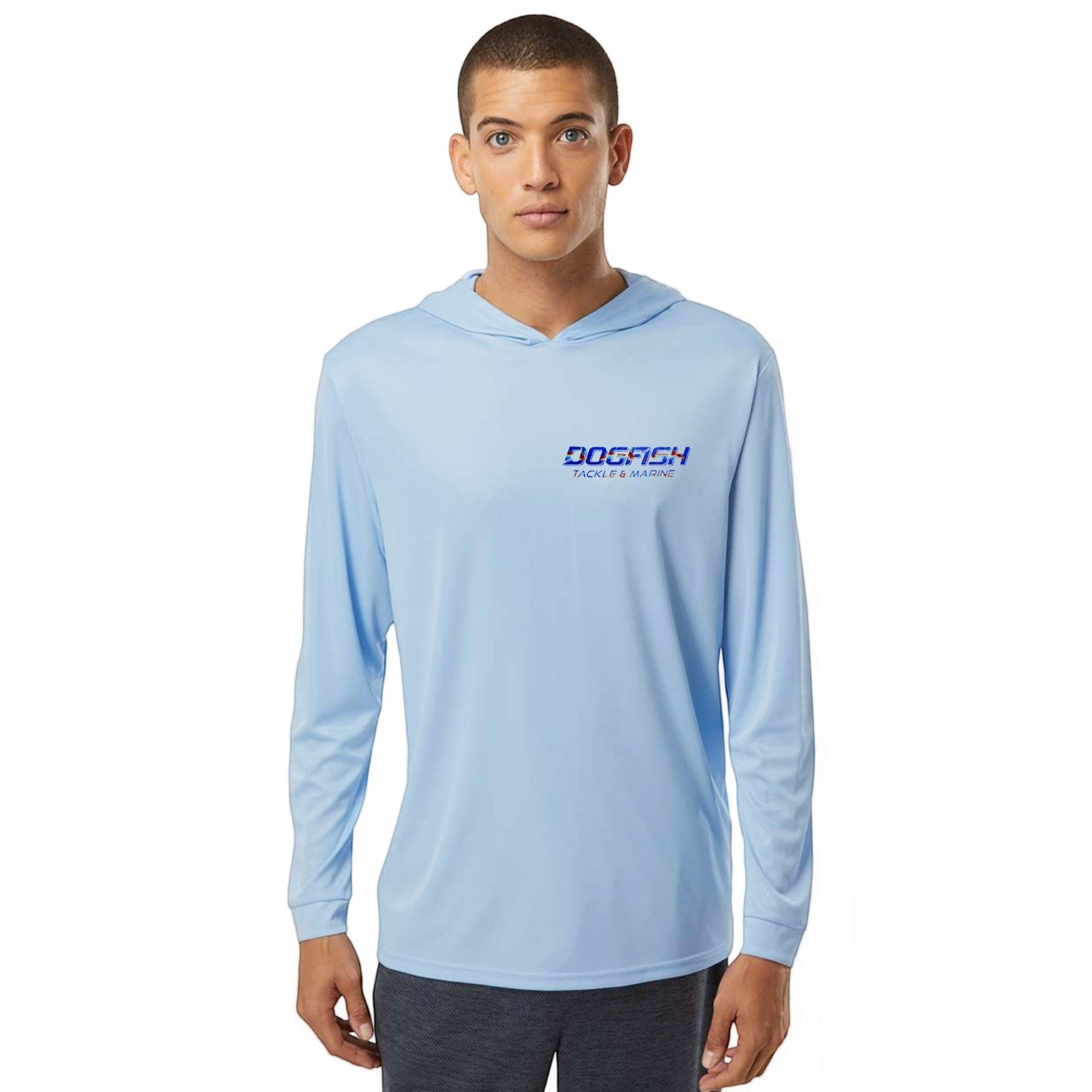 Dogfish Long Sleeve Hooded Micro Bottom Finder Hogfish Logo - Dogfish Tackle & Marine