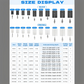 Dogfish Tackle & Marine Bluewing fishing planer size chart showing black and silver stainless steel trolling blades.