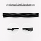 Dogfish Tackle & Marine black silicone fiberglass chafe guard showing flexibility and cross-section detail