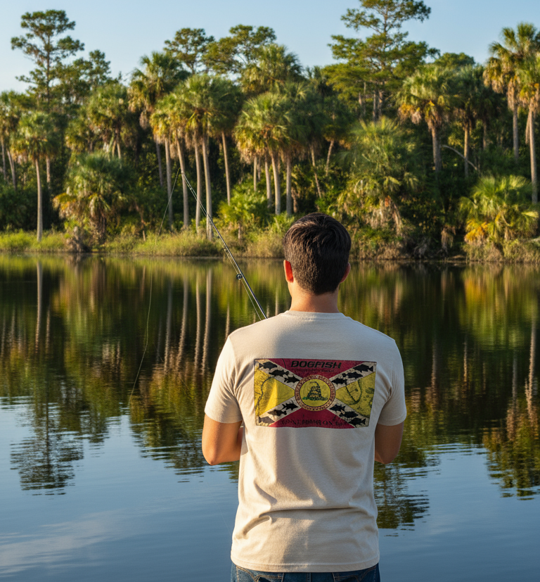 Dogfish Short Sleeve T-Shirt Don't Tread On Me Logo - Dogfish Tackle & Marine