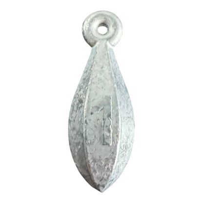 Dogfish Tackle & Marine lead bank sinker fishing weight with a streamlined shape for bottom fishing rigs