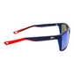 Dogfish Tackle & Marine Costa Rincon II polarized sunglasses in matte navy blue with red accents and mirrored lenses.