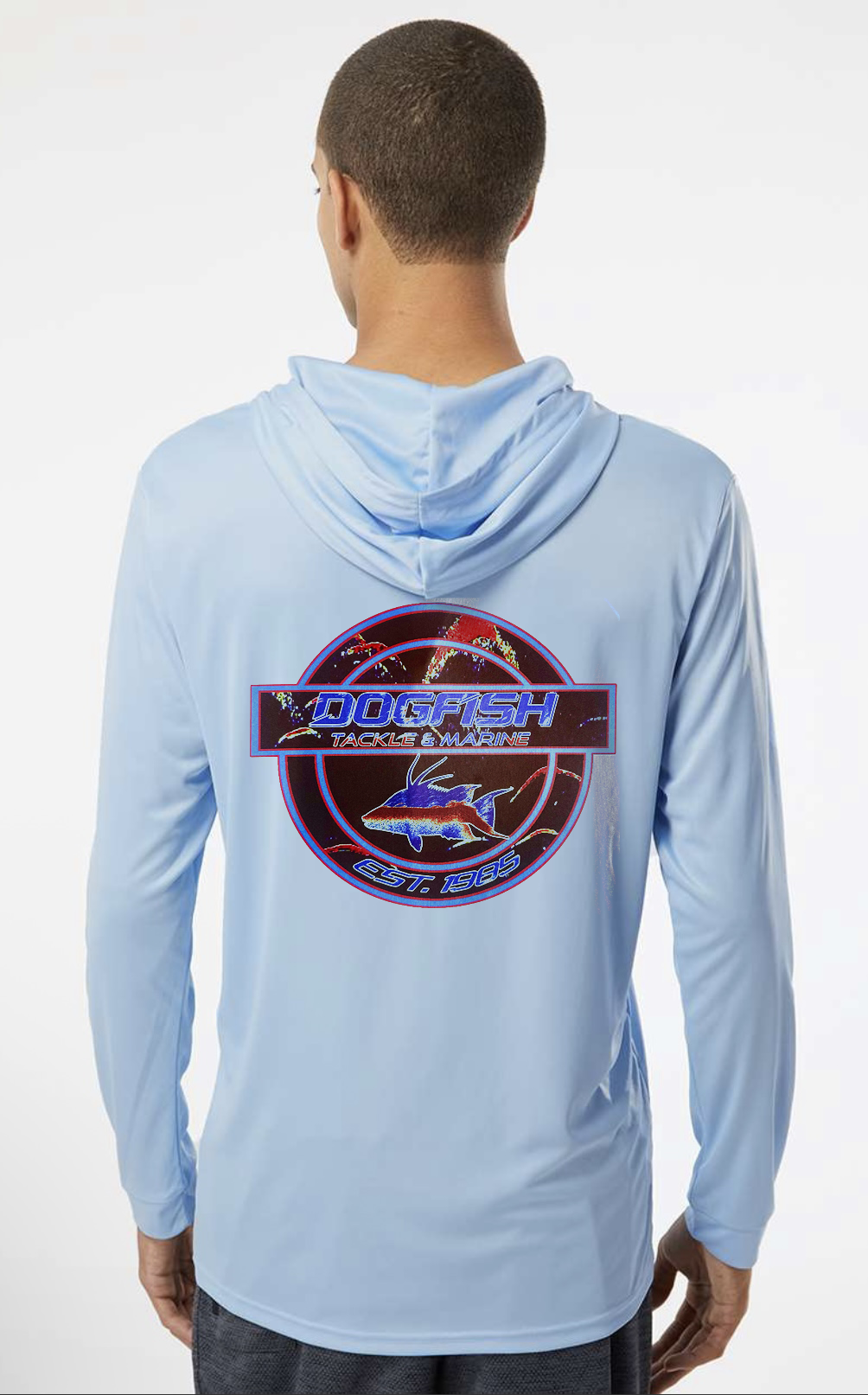 Dogfish Long Sleeve Hooded Micro Bottom Finder Hogfish Logo - Dogfish Tackle & Marine