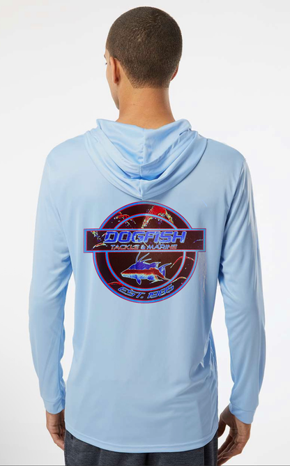 Dogfish Long Sleeve Hooded Micro Bottom Finder Hogfish Logo - Dogfish Tackle & Marine