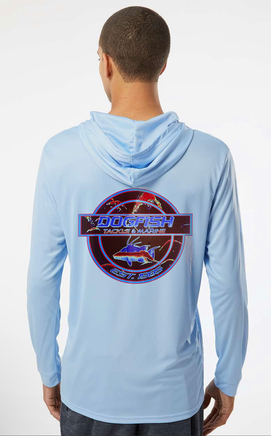 Dogfish Long Sleeve Hooded Micro Bottom Finder Hogfish Logo - Dogfish Tackle & Marine