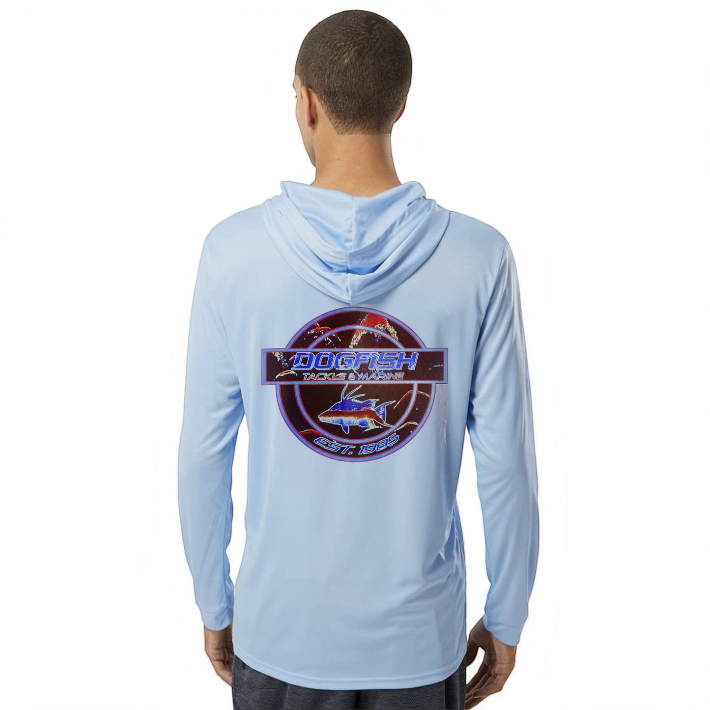 Dogfish Long Sleeve Hooded Micro Bottom Finder Hogfish Logo - Dogfish Tackle & Marine