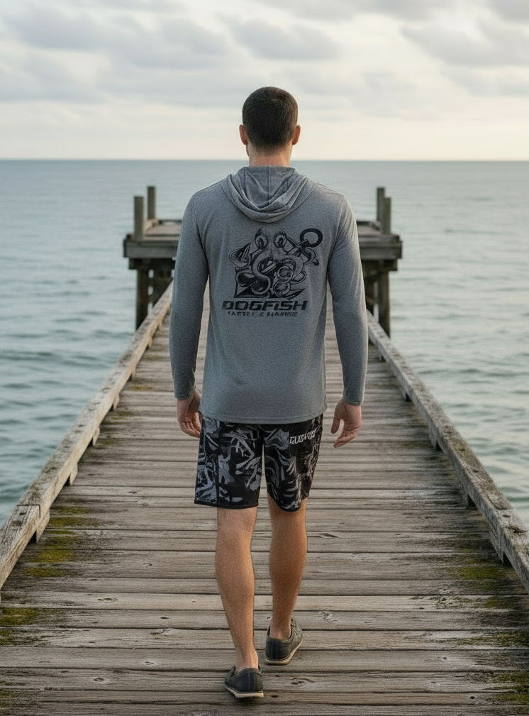 Dogfish Long Sleeve Hooded Micro Octopus Logo - Dogfish Tackle & Marine