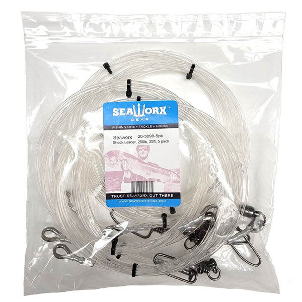Seaworx Shock Leader 5pk 250lb Test 25ft Long