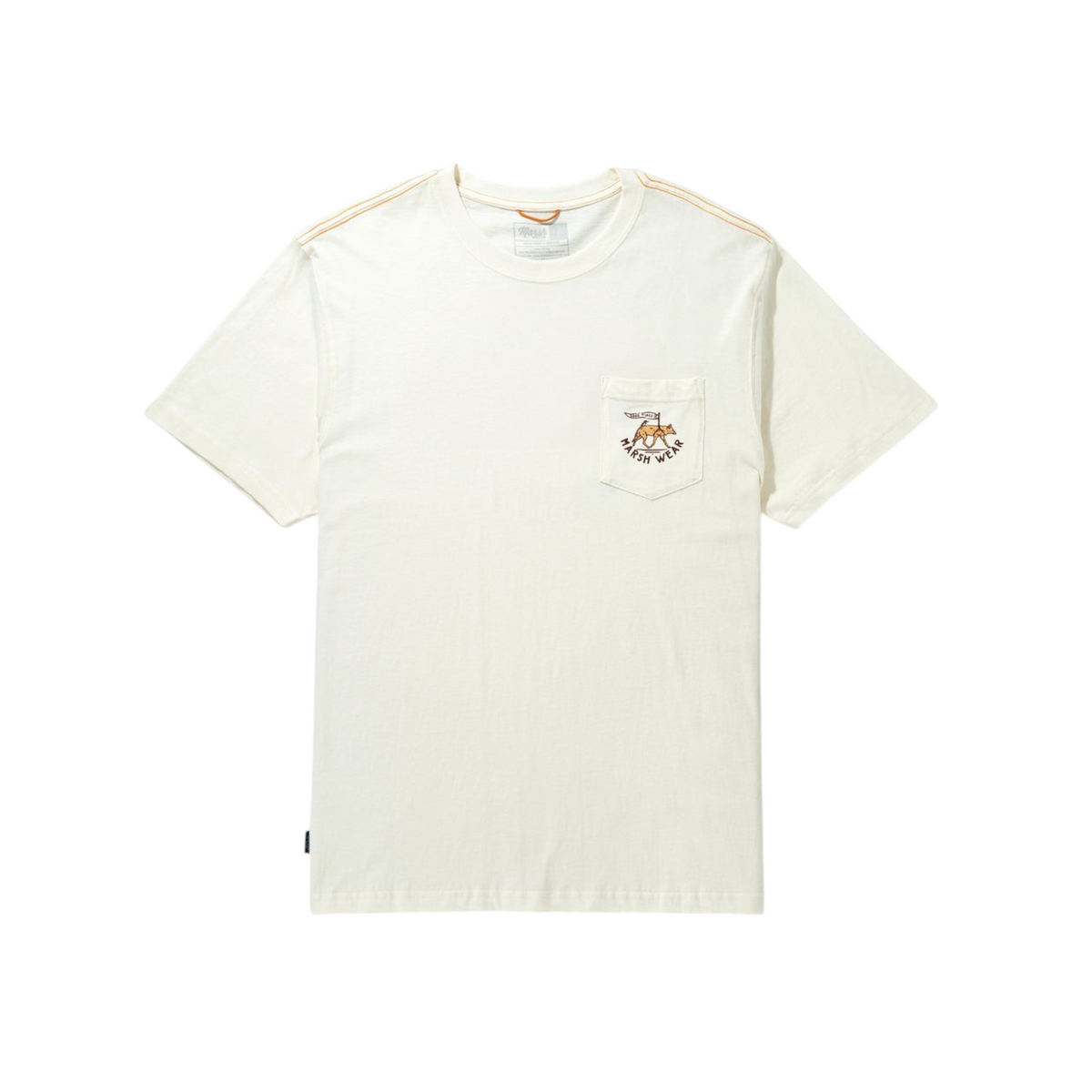 Dogfish Tackle & Marine Marsh Wear Mission T-Shirt in off-white cotton with a front pocket and logo graphic