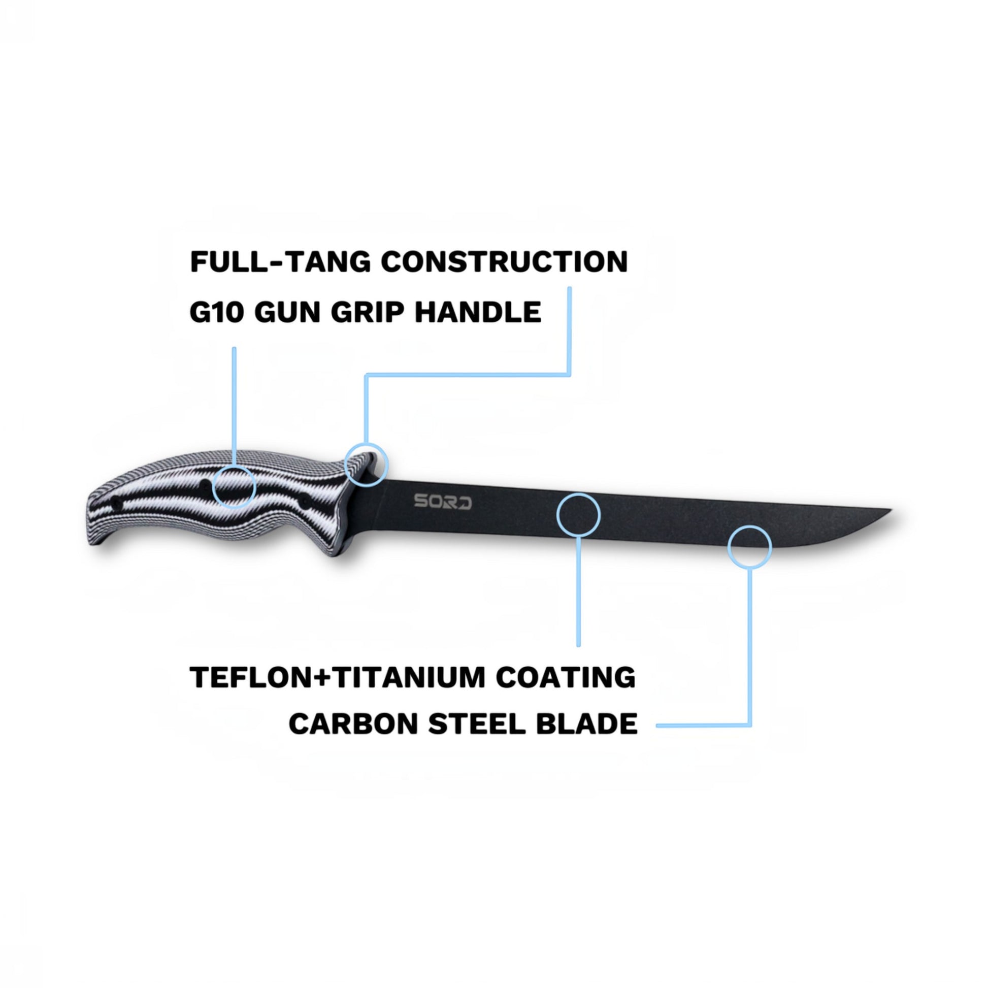 SORD Fishing Products 8in Fillet Knife - Medium Flex - Dogfish Tackle & Marine