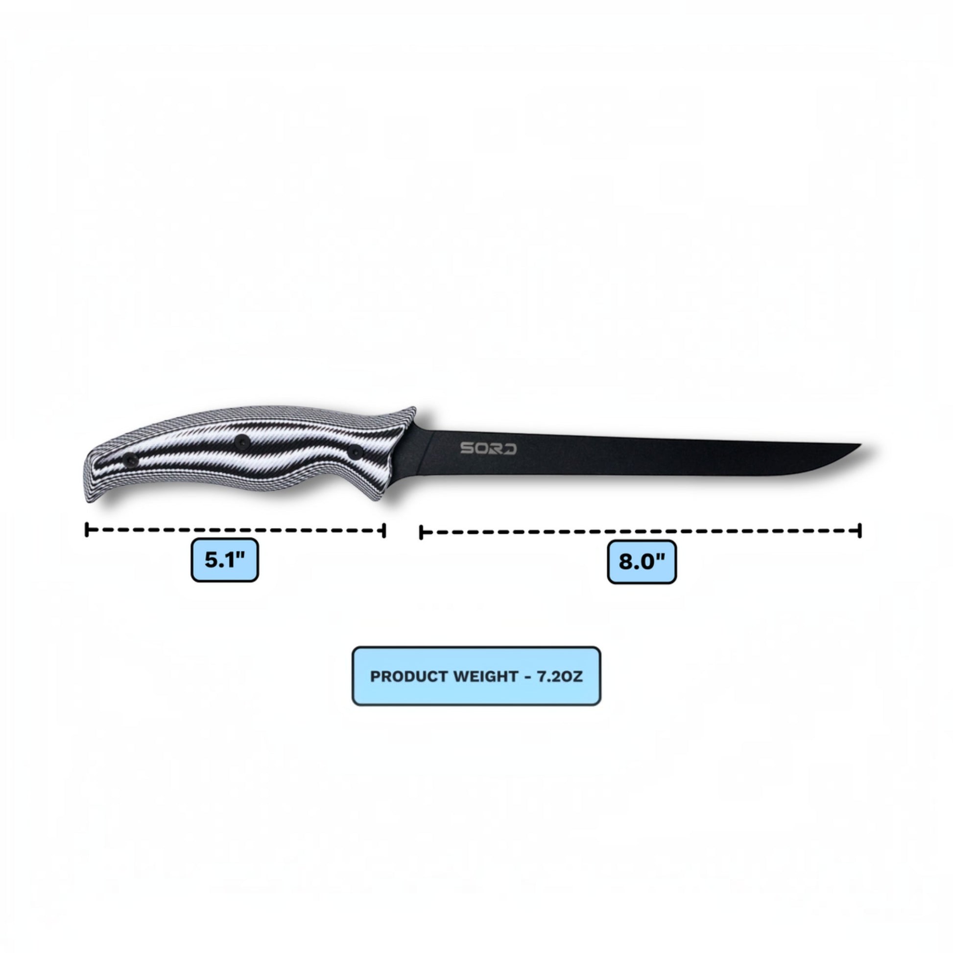 SORD Fishing Products 8in Fillet Knife - Medium Flex - Dogfish Tackle & Marine