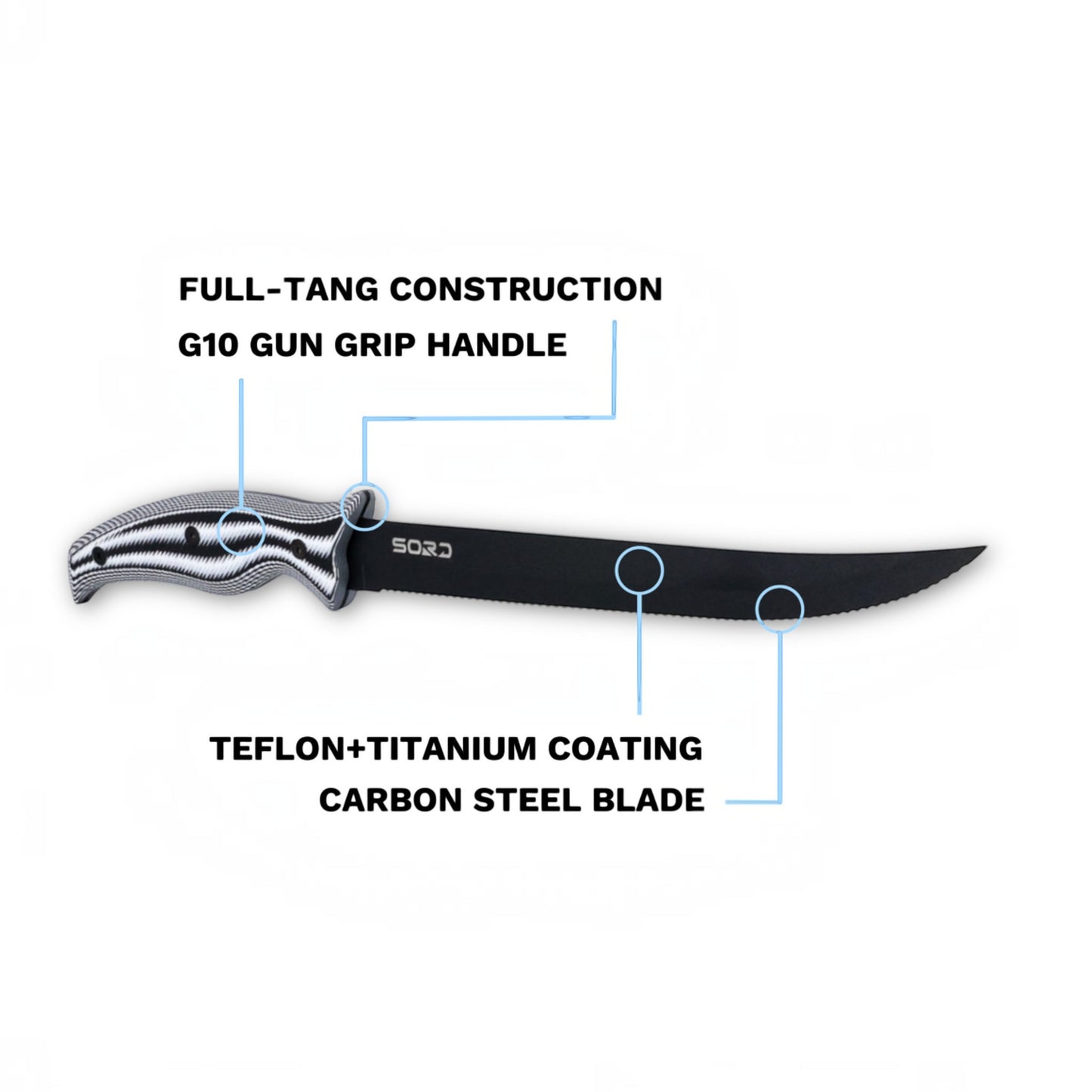 SORD Fishing Products 9in Serrated Blade Knife - Dogfish Tackle & Marine
