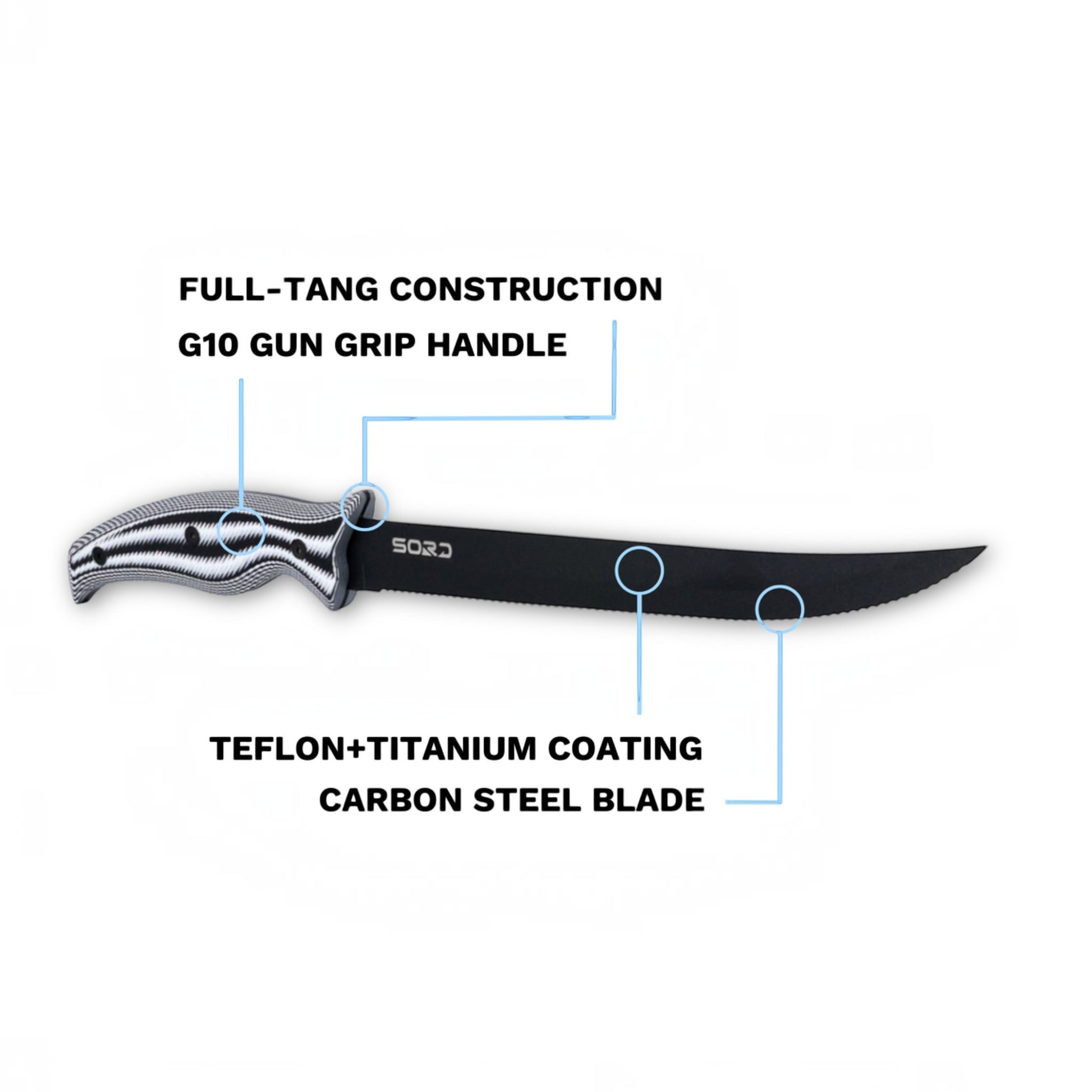 SORD Fishing Products 9in Serrated Blade Knife - Dogfish Tackle & Marine