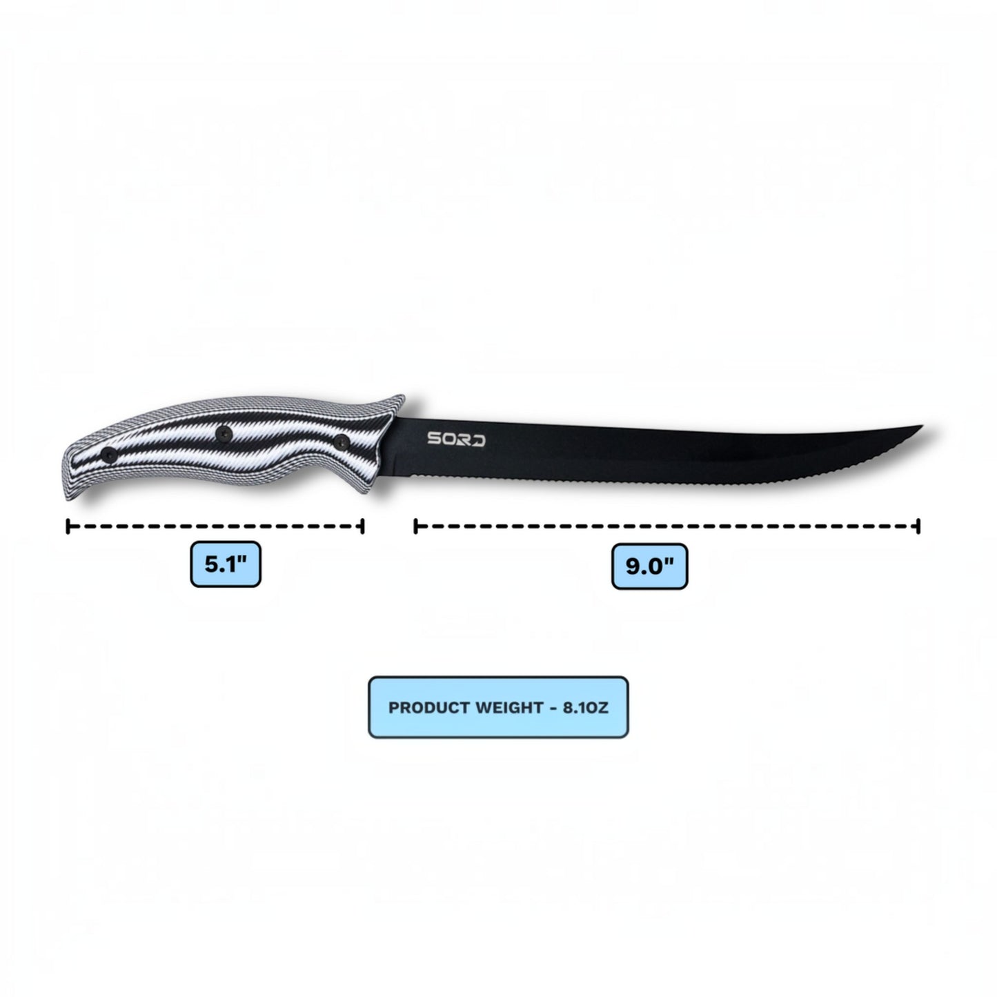 SORD Fishing Products 9in Serrated Blade Knife - Dogfish Tackle & Marine