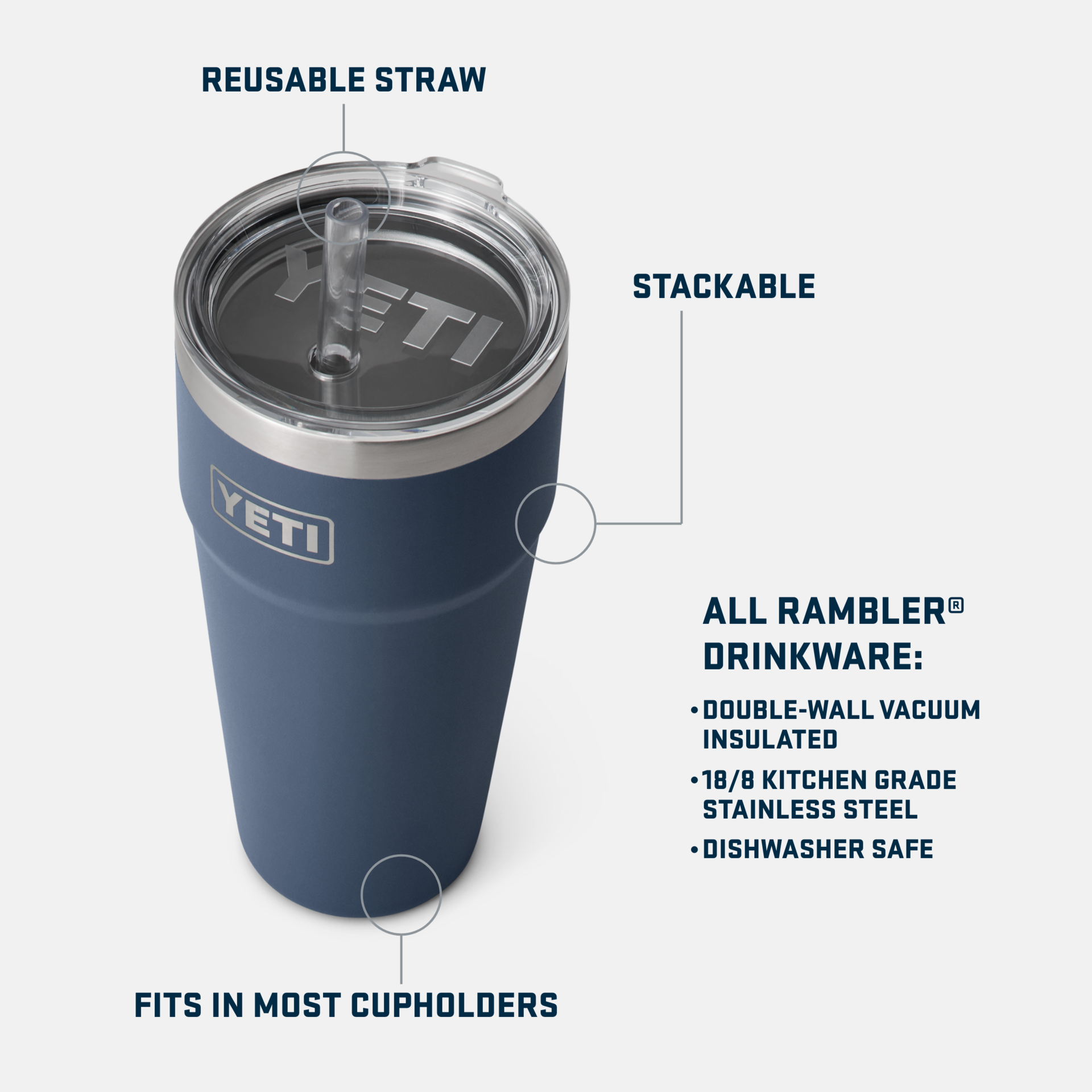 YETI Rambler 26 oz Straw Cup with Lid - Dogfish Tackle & Marine