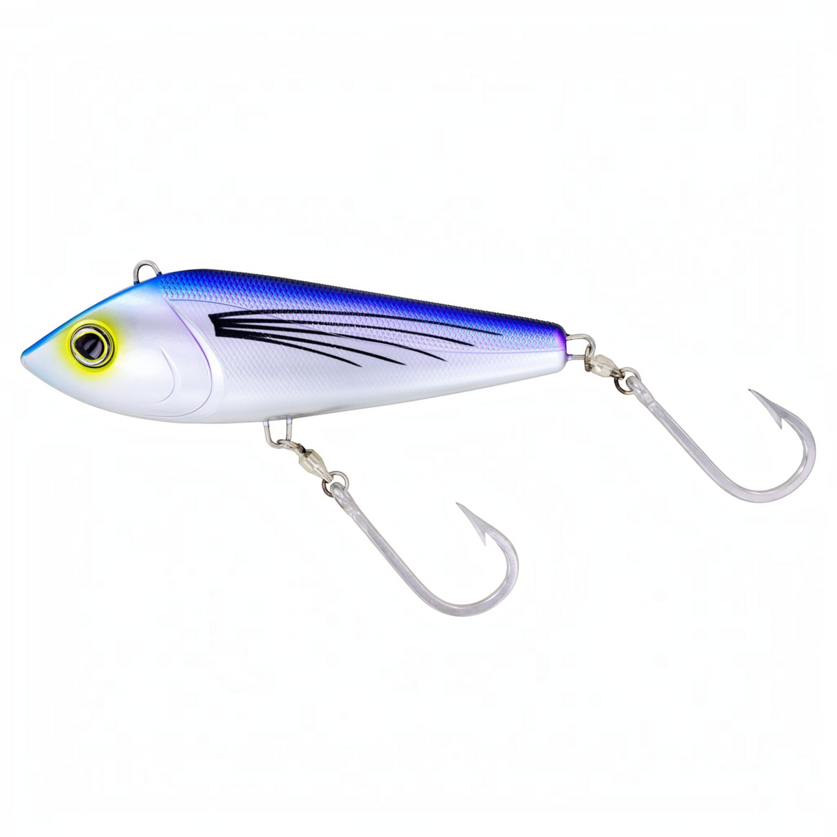 Dogfish Tackle & Marine Yo-Zuri Bonita sinking trolling lure with blue and silver finish and stainless steel hooks