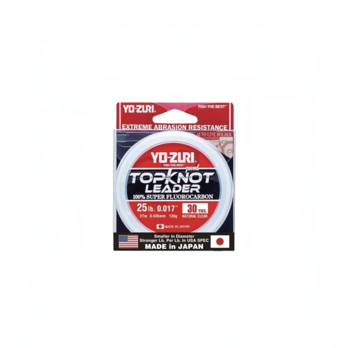 Dogfish Tackle & Marine Yo-Zuri Top Knot clear fluorocarbon fishing leader spool with high abrasion resistance
