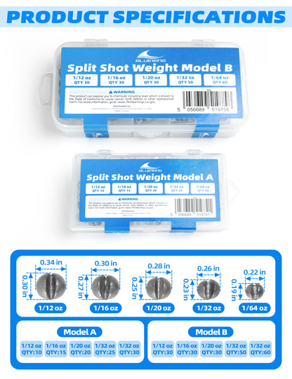 Blue Wing Bulk Split Shot