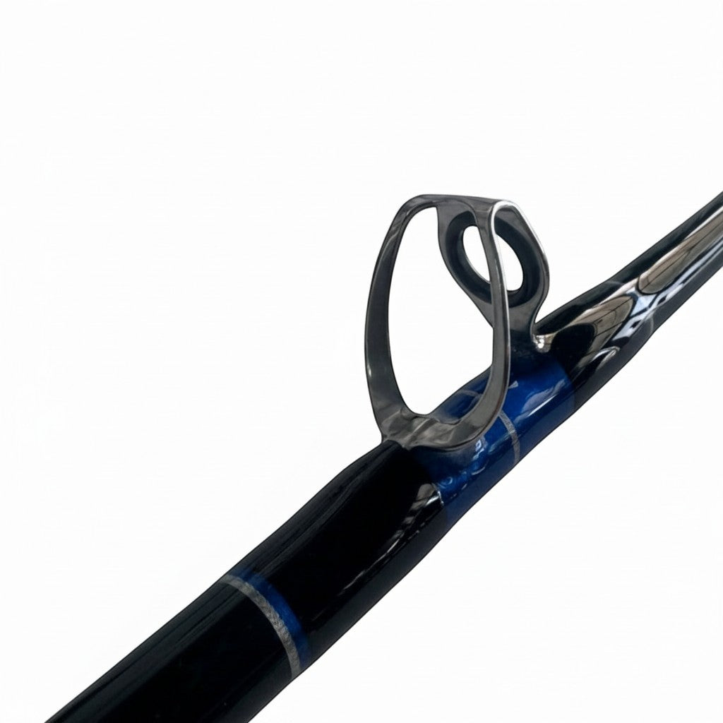 Dogfish Stik Deep Drop conventional fishing rod, 6ft, black with blue accents, featuring Alps guides and EVA foam grip.