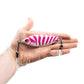 Dogfish Tackle & Marine Angler Co Widowmaker Jig, 150g slow pitch jig with white and pink stripes, shad profile, and two assist hooks.