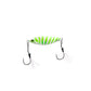 Dogfish Tackle & Marine Angler Co Widowmaker 200g slow pitch jig with white and green stripes, two hooks, and feather assist.