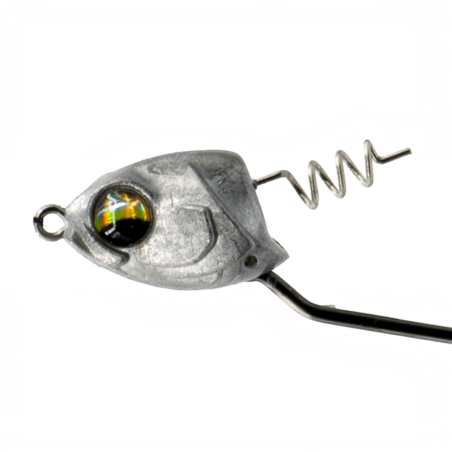 Dogfish Tackle & Marine 6th Sense Axle Swimbait Jig Head with silver finish, realistic eye, and bait-securing coil
