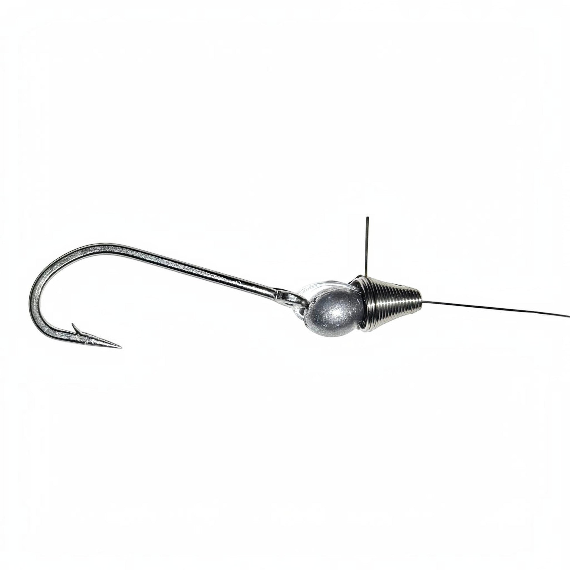 Dogfish Tackle & Marine pre-made ballyhoo fishing rig with a 1/2oz lead weight and stainless steel hook.