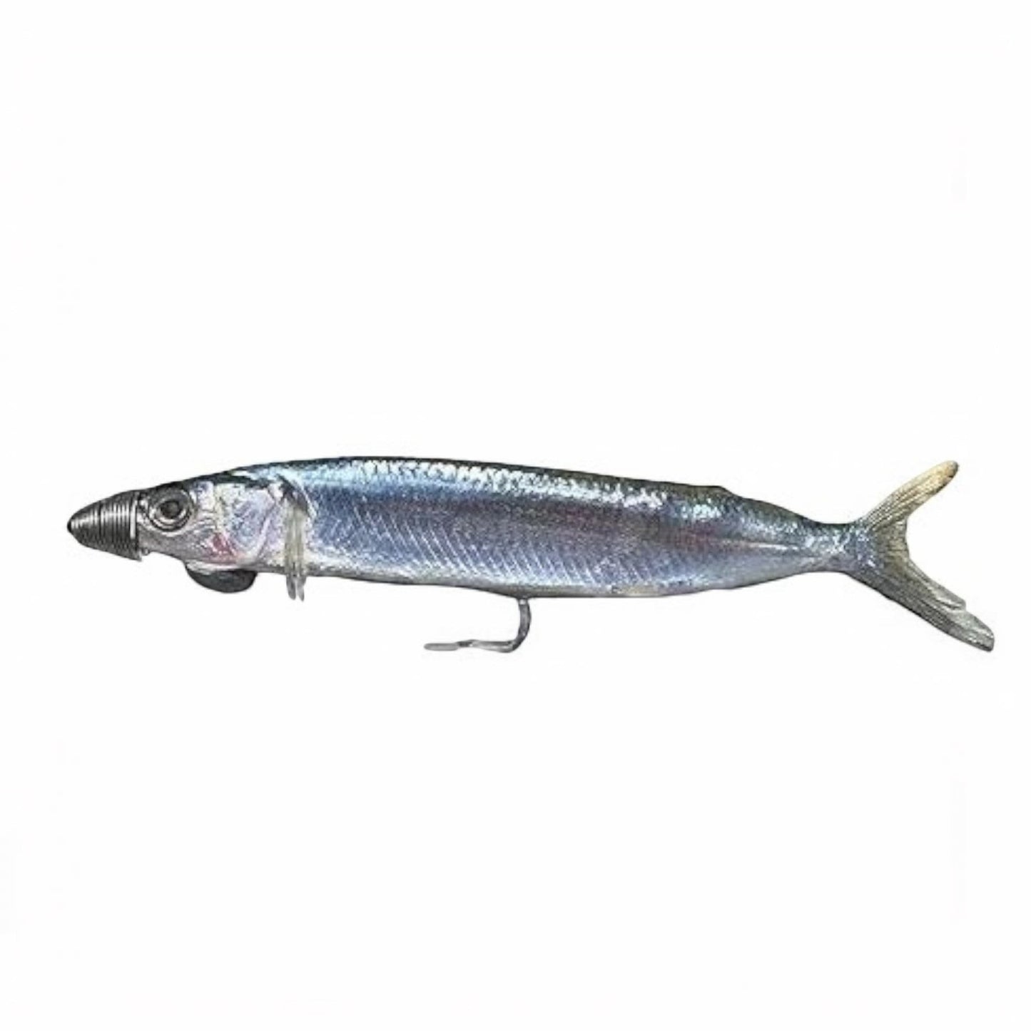 Dogfish Tackle & Marine pre-made ballyhoo fishing rig with a realistic silver fish body, 1/2oz chin weight, and stainless steel hook.