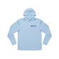 Dogfish Tackle & Marine light blue long sleeve hooded performance polyester shirt with logo