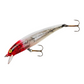 Dogfish Tackle & Marine Bomber Long A minnow jerkbait in silver and red with treble hooks for bass and walleye fishing.
