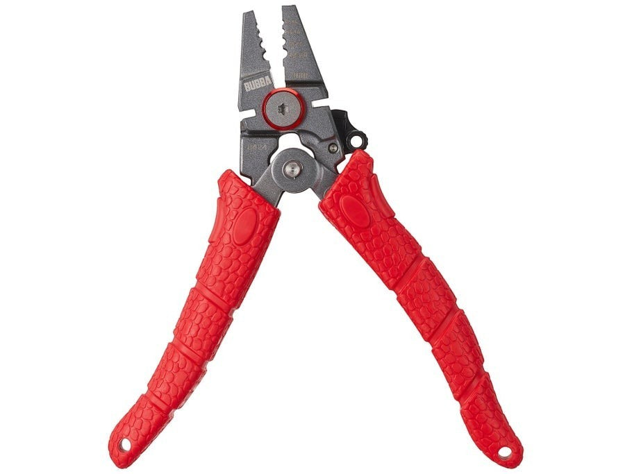 Dogfish Tackle & Marine Bubba 7in crimpers with red non-slip grip and integrated side cutter.