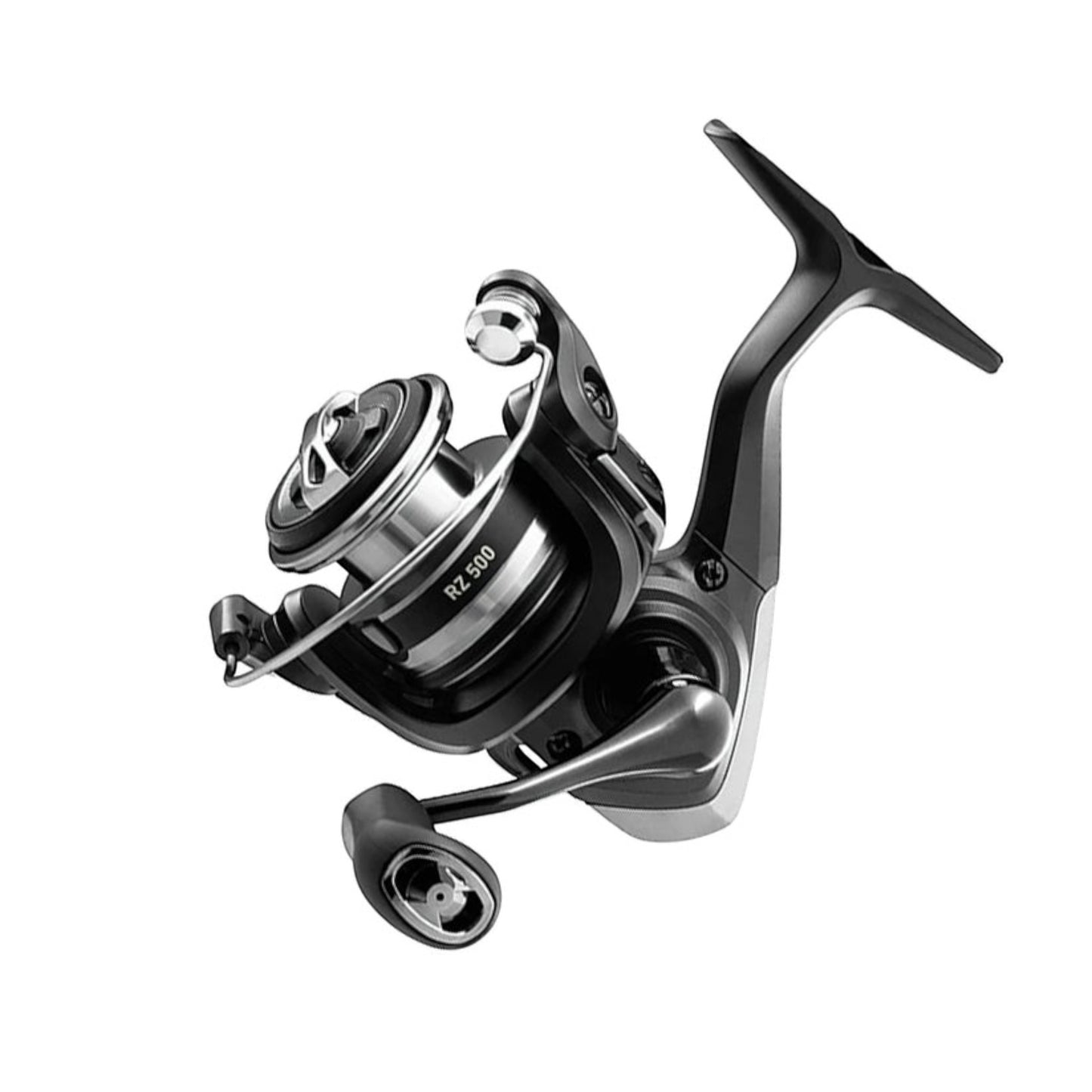 Dogfish Tackle & Marine Daiwa RZ500 ultralight spinning reel in black with a folding aluminum handle.