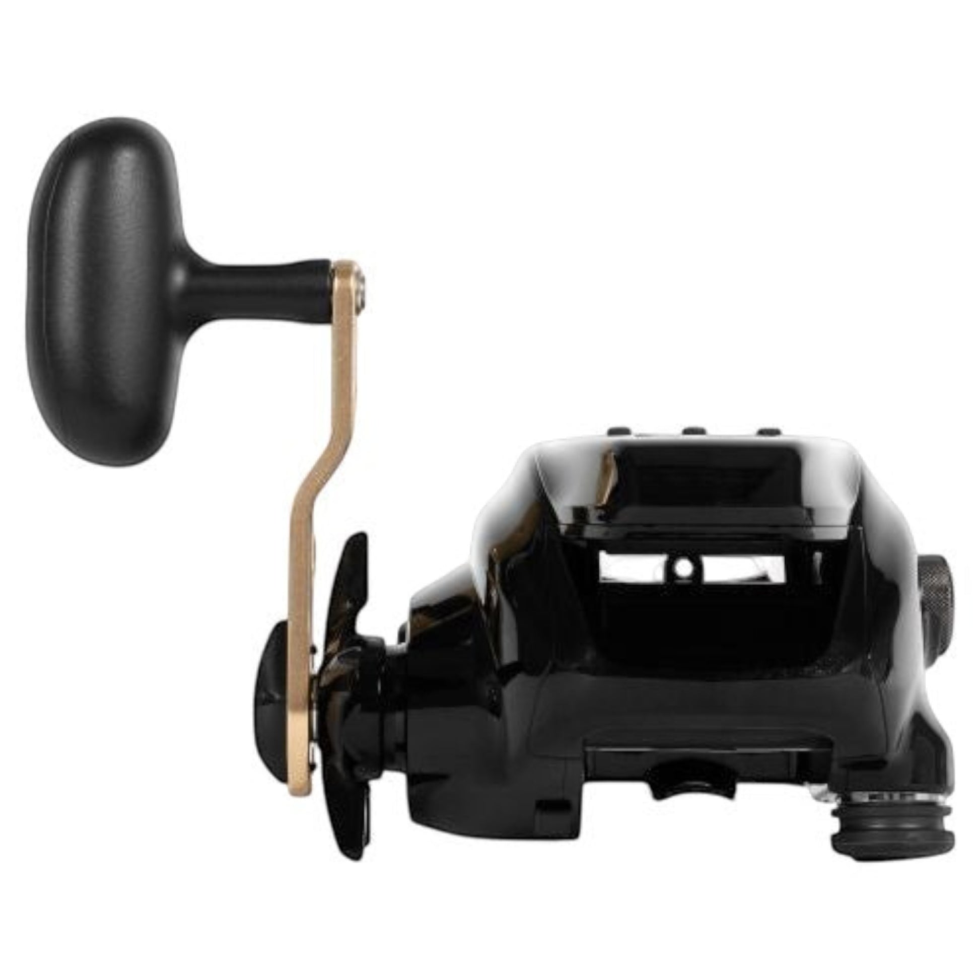 Dogfish Tackle & Marine Daiwa 2026 Tanacom 300J electric fishing reel in black with a gold handle and large knob