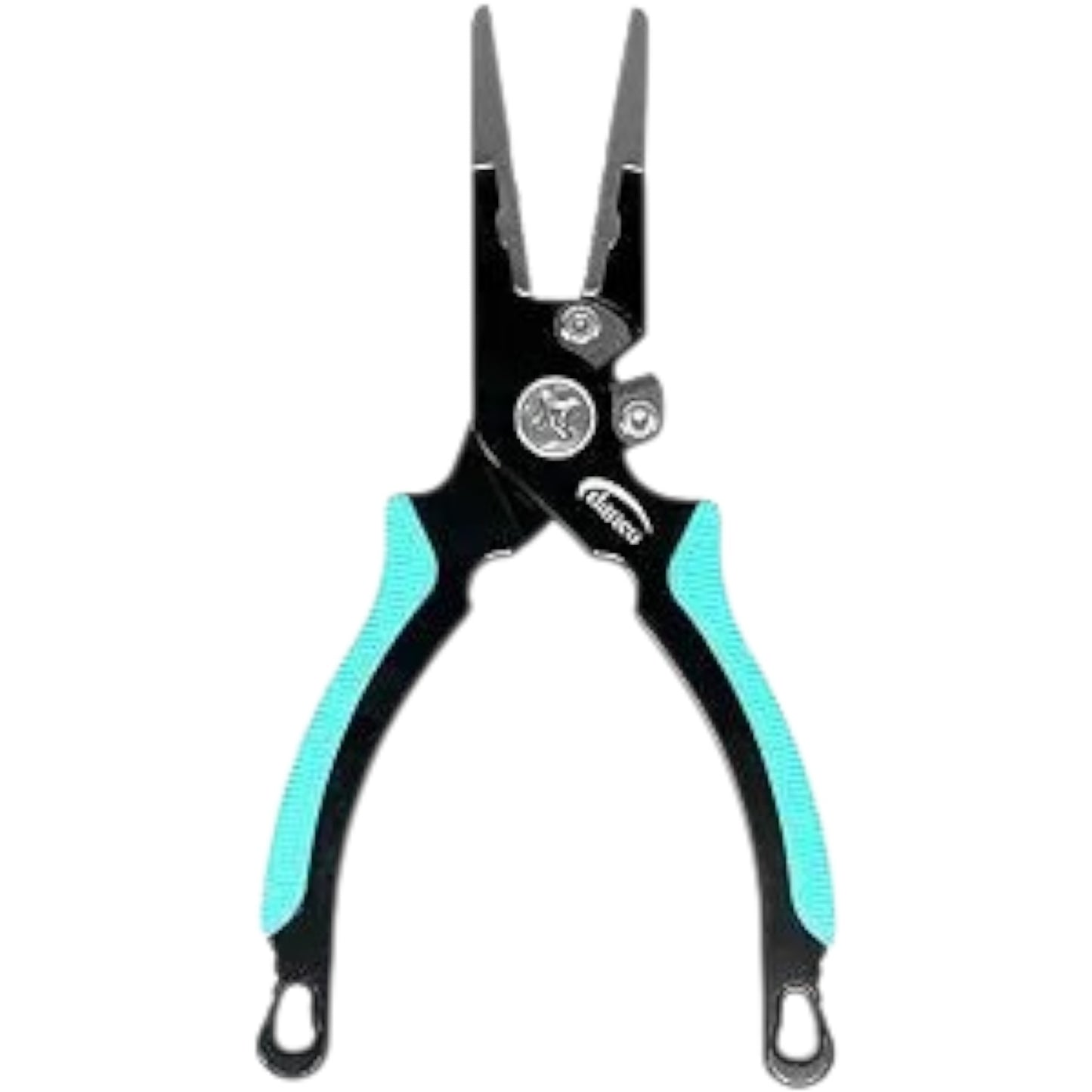 Dogfish Tackle & Marine Danco Pro Series 6.5-inch aluminum fishing pliers with black frame and teal rubber grips.